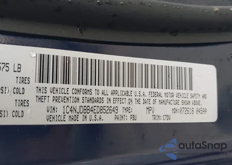 2014 Jeep Compass Sport from USA, damaged, VIN 1C4NJDBB4ED652649